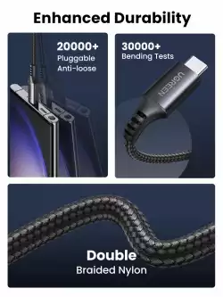 Кабел Ugreen US567 15373 USB-C към USB-C, 60W, 1м