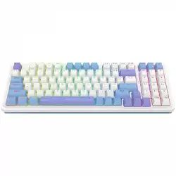 Кабелна и безжична Bluetooth геймърска клавиатура Redragon Gloria Pro K664WBP-RGB-PRO бяло RGB осветление