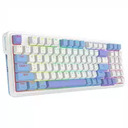 Кабелна и безжична Bluetooth геймърска клавиатура Redragon Gloria Pro K664WBP-RGB-PRO бяло RGB осветление