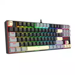 Механична геймърска клавиатура Redragon Kumara K552LGY-RGB с RGB осветление с Red switches - черна със сиво