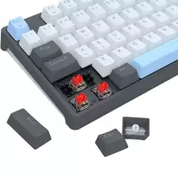 Механична геймърска клавиатура Redragon Caesura K718GB-R, Rainbow осветление, червени суичове - черна с тъмносиньо
