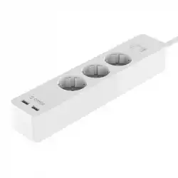Разклонител със защита Orico GPC-3A2U-EU-WH  с 2 USB порта