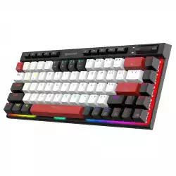 RGB  Bluetooth безжична клавиатура Redragon Magic-Wand Mini PRO бели/черни/червени клавиши и Red Switch, механична - черна