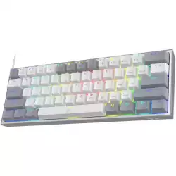 RGB Кабелна/Bluetooth 5/2.4GHz механична геймърска клавиатура Redragon K616-RGB-WG_RD Fizz PRO Red Switch - бяло/сиво