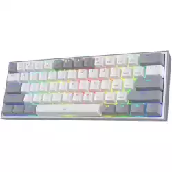 RGB Кабелна/Bluetooth 5/2.4GHz механична геймърска клавиатура Redragon K616-RGB-WG_RD Fizz PRO Red Switch - бяло/сиво