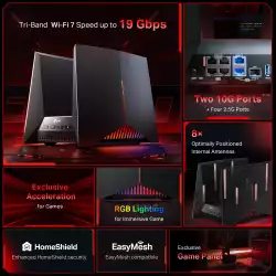 Рутер Wi-Fi 7 TP-Link Archer GE800 BE19000 3-лентов
