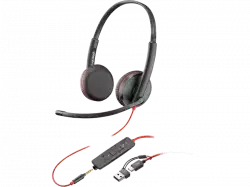 Слушалки HP Poly Blackwire 3225 Стерео USB-C слушалка +3,5 мм жак +USB-C/A адаптер 8X229A6