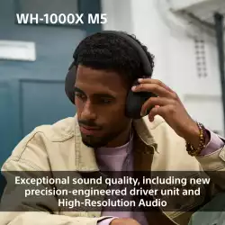 Слушалки с шумопотискане Sony WH-1000XM5 WH1000XM5SAB.CE7 - черни