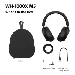Слушалки с шумопотискане Sony WH-1000XM5 WH1000XM5SAB.CE7 - черни