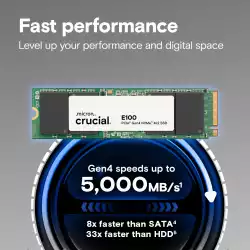 SSD диск Crucial E100 480GB SSD PCIe 4.0 Gen4 M.2 2280 NVMe, Read/Write: 4500/2500 MB/s CT480E100SSD8