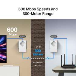 Стартов комплект Passthrough Powerline адаптери Mercusys MP300P KIT AV600                          