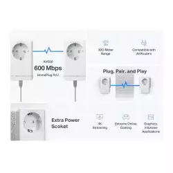 Стартов комплект Passthrough Powerline адаптери Mercusys MP300P KIT AV600