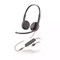 Стерео слушалки Plantronics Blackwire C3225, USB-C & 3.5мм жак