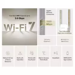 Удължител на обхват Wi-Fi 7 Mercusys ME25BE BE3600
