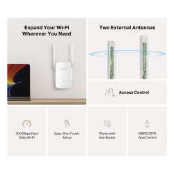 Wi-Fi удължител на обхват Mercusys ME12 300 Mbps