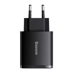 Зарядно устройство Baseus CCXJ-E01 Compact Quick Wall Charger с 2хUSB-A и USB-C 30W черен