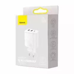 Зарядно устройство Baseus CCXJ-E02 Compact Quick Wall Charger с 2хUSB-A и USB-C 30W бял