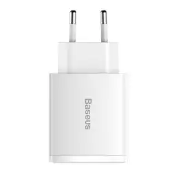 Зарядно устройство Baseus CCXJ-E02 Compact Quick Wall Charger с 2хUSB-A и USB-C 30W бял