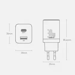 Зарядно устройство Baseus Super Pro USB-A към USB-C 30W CCSUPP-E02 - бяло