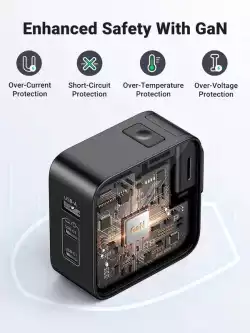 Зарядно устройство Ugreen CD296 90409, 220V 2xUSB C,1xUSB,65W, с адаптери за US,UK,EU
