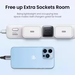 Зарядно устройство Ugreen Nexode CD294 90573 220V 2xUSB-C,GaN,45W,PD - сив