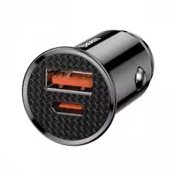 Зарядно за кола Baseus Dual USB + USB-C QC 3.0, 30W, черно