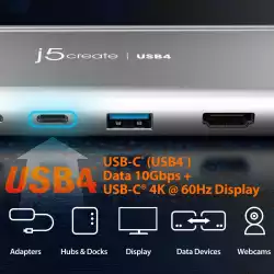 5-портов хъб j5create JCD401 USB4 Dual 4K Multi-port USB-C, 4K HDMI