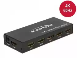 5 портов HDMI суич Delock  4K@@60Hz, Дистанционно, Черен