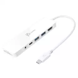 6-портов хъб j5create Mini Dock JCD373, USB, HDMI, SD, 3.5 mm jack