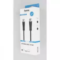 Антенен кабел HAMA, Коаксиален мъжко - Коаксиален женско, 1.5м, 90dB, Черен