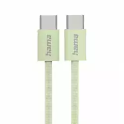 HAMA Кабел за зареждане "Fabric", USB-C - USB-C, 1 m, Nylon, зелен