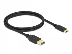Кабел Delock SuperSpeed, USB-A мъжко - USB-C мъжко, (USB 3.2 Gen 2), 10 Gbps, 1 м, Черен                          