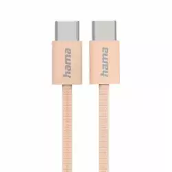 HAMA Кабел за зареждане "Fabric", USB-C - USB-C, 1 m, Nylon, оранжев