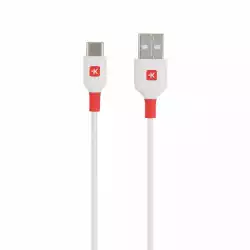 Кабел Skross, USB-C - USB-A 2.0 мъжко, 2.0м, Бял