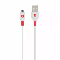 Кабел Skross, micro-USB - USB-A 2.0 мъжко, 1.2м, Бял