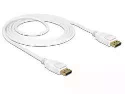 Кабел Delock DisplayPort 1.2 мъжко - DisplayPort мъжко, 1.5м, 4K 60 Hz, Бял                          