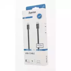 Кабел HAMA USB-C мъжко - USB-C мъжко,1.5 м,черен,3A,60W,480Mb/s                          