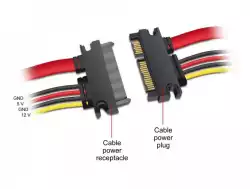 Удължителен кабел DeLock SATA 6 Gb/s 22 pin plug - SATA 22 pin (5 V + 12 V), 30 cm                          