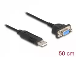 Адаптер DeLock, USB 2.0 - RS-232 D-Sub 9 женско, 50 см