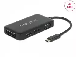 Адаптер 4 в 1 Delock 63929 USB-C мъжко - VGA / DVI / DP / HDMI женско, Черен