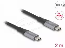 Delock Кабел E-Marker, USB-C, 240W, 2 m, сив