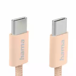 HAMA Кабел за зареждане "Fabric", USB-C - USB-C, 1 m, Nylon, оранжев
