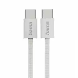 HAMA Кабел за зареждане "Fabric", USB-C - USB-C, 1 m, Nylon, сив