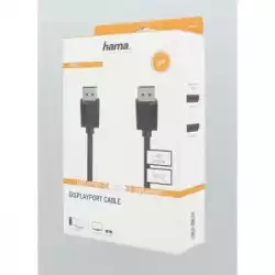Кабел HAMA 200697, DisplayPort мъжко - DisplayPort мъжко, 3 m, Ultra-HD 4K, Двойно-екраниран, Черен
