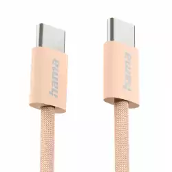 HAMA Кабел за зареждане "Fabric", USB-C - USB-C, 1 m, Nylon, оранжев