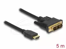 Кабел Delock HDMI мъжко - DVI-D 18+1 (Single Link )мъжко, 5м, двупосочен, black