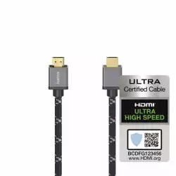Кабел HAMA Ultra HD, HDMI мъжко - HDMI мъжко, 8K, 48GB/s,метал, 2 м, Позл. конектори, Черен                          