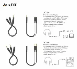 A4Tech Адаптер AD-3P 3.5mm жак мъжко - 2 х 3.5мм жак женско                          