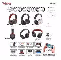 A4tech Bloody МR-590 Геймърски безжични слушалки с микрофон,Bluetooth 3.5мм жак, червен