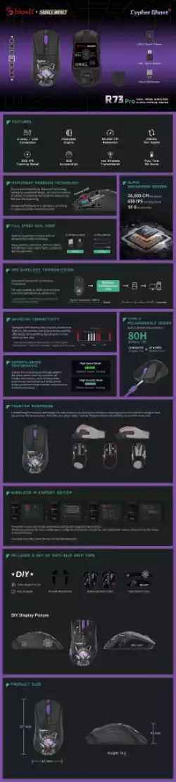 A4tech Bloody R73 Pro  Cypher Ghost Геймърска безжична оптична мишка